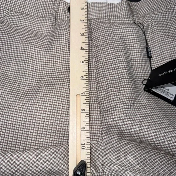 Men's Beige Checked Dress Pants - Picture 6 of 12